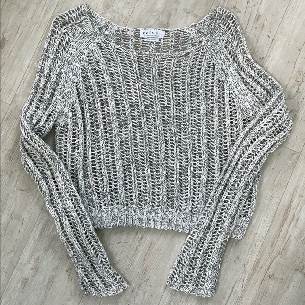 Gray and Black Cropped Sweater